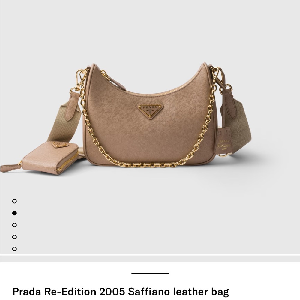 Prada Taupe Saffiano Leather Chain Shoulder Bag with Gold Hardware - Picture 13 of 13